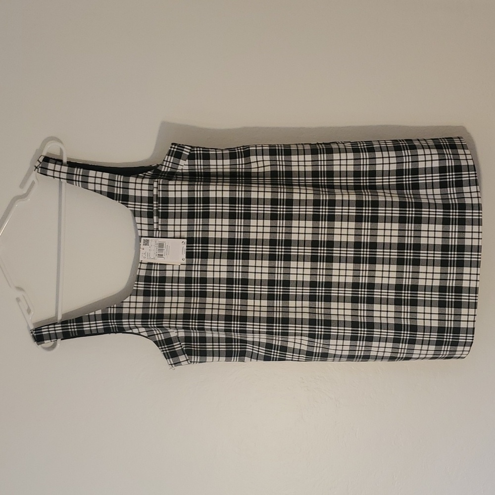 Mango Plaid Pinafore Dress